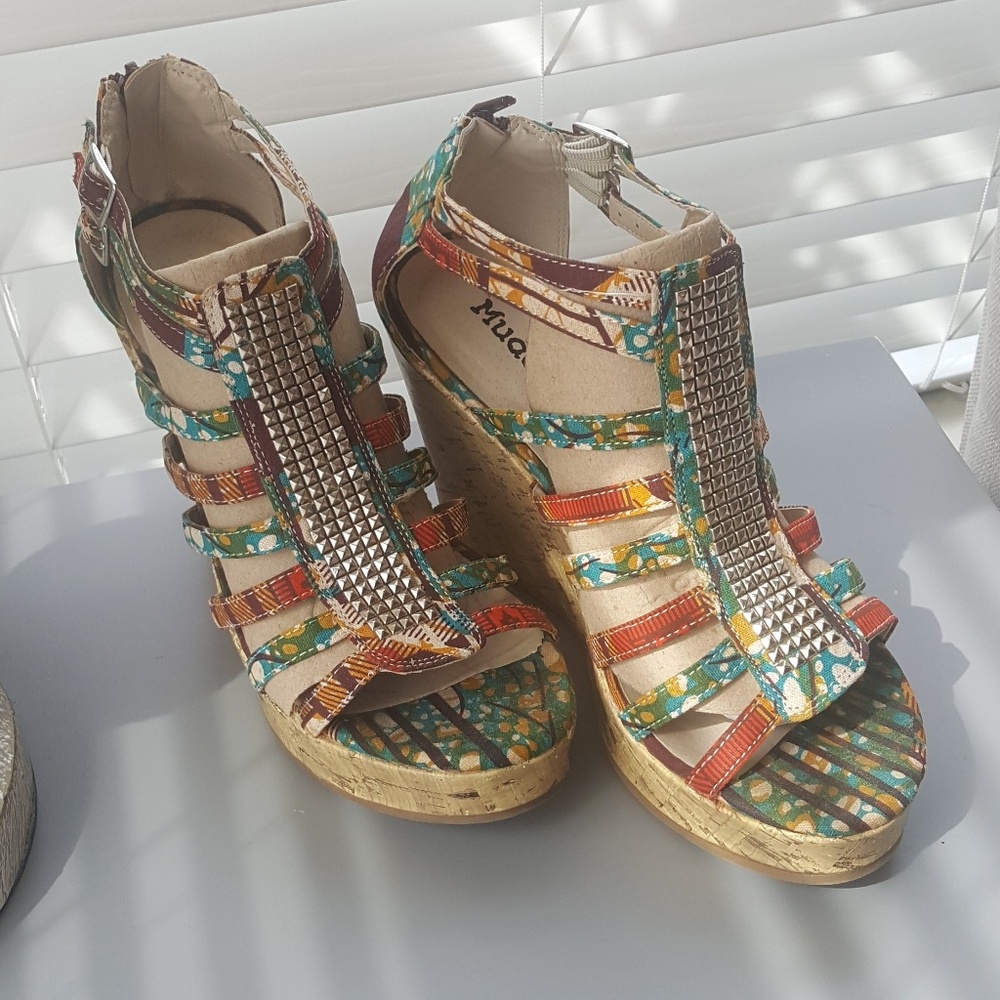 Mudd Multi Color Cork Wedge